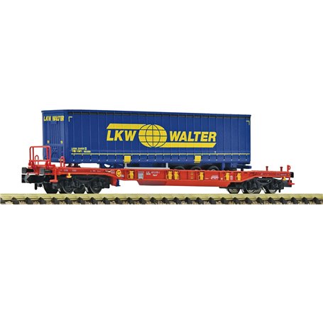 Fleischmann 6660008 Flakvagn Sdgmns 33 DB med last av trailer "LKW Walter"