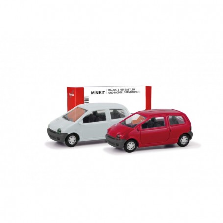 Herpa 012218-007 MiniKit Renault Twingo, 2 Set, vermehlo vivo  jaune Vanille