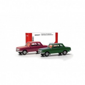 Herpa 013918-002 Herpa MiniKit. Wartburg 353 "66, 2 Set, carmine red  atlantic green