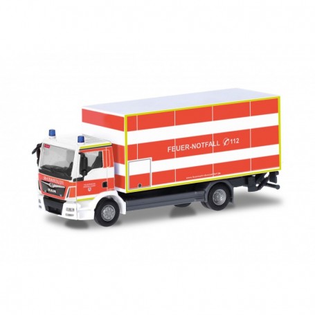 Herpa 098076 MAN TGM box truck with loading platform "Fire Brigade Düsseldorf