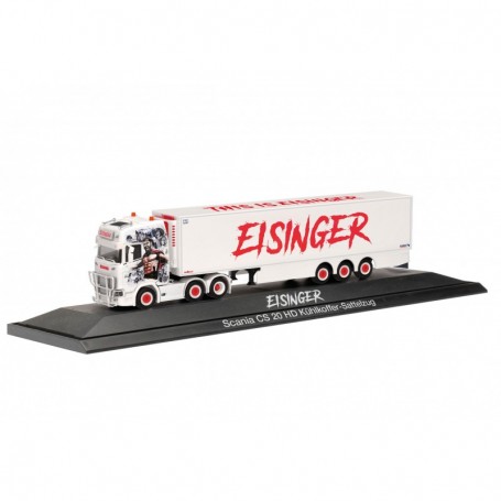 Herpa 122306 Scania CS 20 HD refrigerated box semitrailer truck "Eisinger"