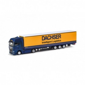 Herpa 318143 MAN eTGX GX lowliner semitrailer truck 15m "Dachser Intelligent Logistics"