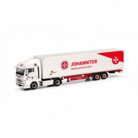 Herpa 318150 MAN TGX XLX Euro6c box semitrailer truck "Wandt Johanniter Weihnachtstruck"