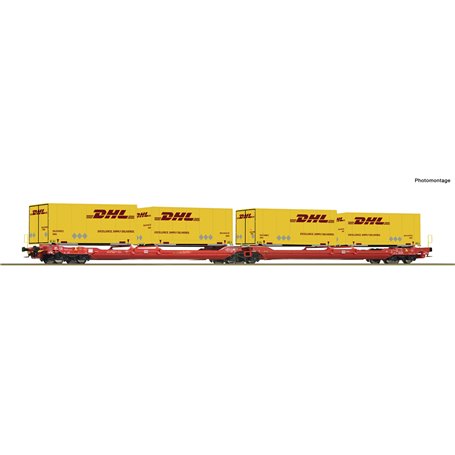 Roco 6600057 Articulated double-pocket wagon T3000e, DB AG "DHL"