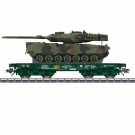 Märklin 48843 Tungtransportvagn Rlmmps DB AG med last av Leopard 2A6