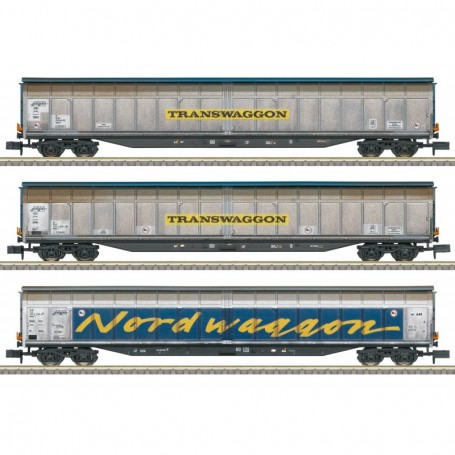 Trix 18297 Transwaggon Sliding Wall Boxcar Set