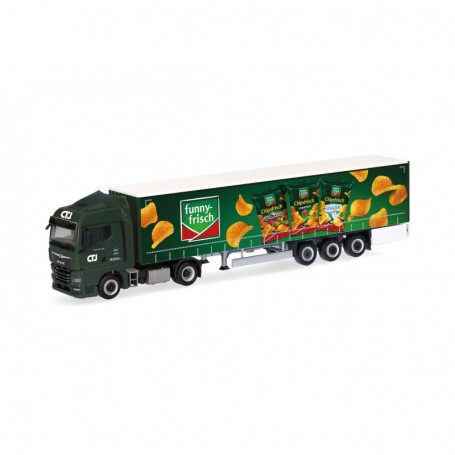 Herpa 318501 MAN TGX GM curtain canvas semitrailer "CTJ Funny Frisch" (North Rhine-Westphalia Dormagen)