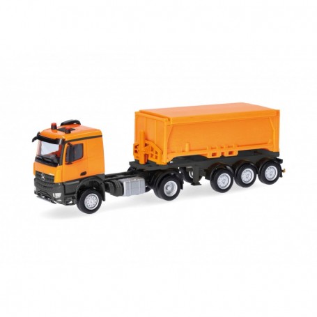 Herpa 318549 Mercedes Benz Arocs Classicspace excavated material container semitrailer, municipal orange