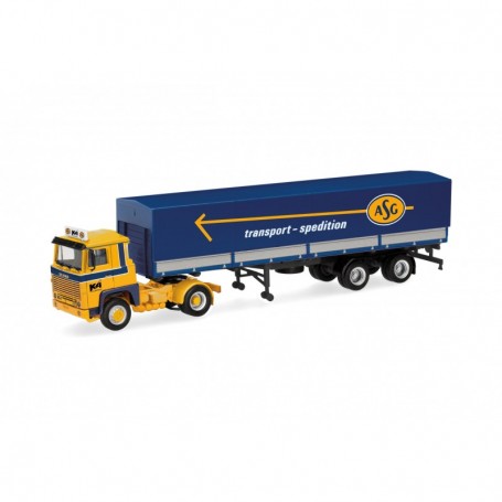 Herpa 318716 Scania 141 canvas semitrailer "ASG" (Sweden Stockholm)