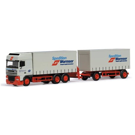 Herpa 145435 DAF 95 XF SSC Curtain Planner Train with Ladenkran 3a/2a