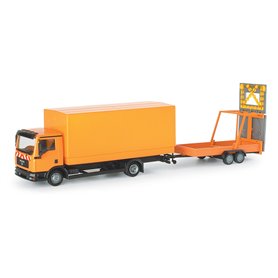 Herpa 154253 MAN TGL canvas truck with trailer