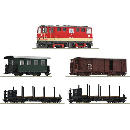 Roco 5540001 5-piece trainset: Diesel locomotive 2095 005-1 with mixed train, ÖBB