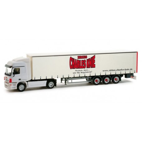 Herpa 157773 Mercedes-Benz Actros L 02 curtain canvas semitrailer "Zirkus Charles Knie"