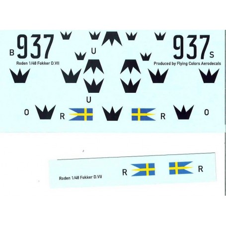 Flying Colors Aerodecals 48-106 Dekalark för flygplan, Fokker D.VIIF Swedish Army Air Force