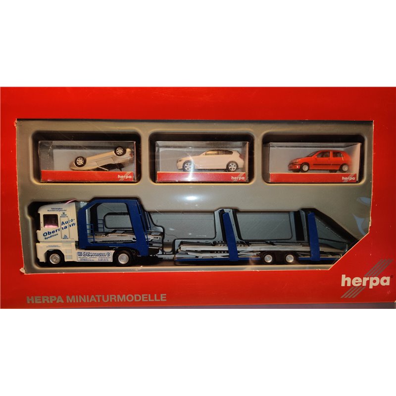Herpa 155748-1 Renault Magnum Lohr car transporter vehicle with loa...